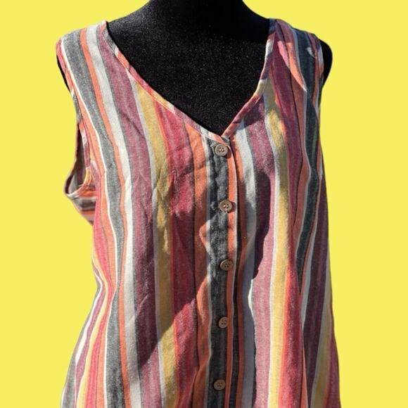 Shein sleeveless vertical stripe women’s XL, Button front top - Picture 1 of 5